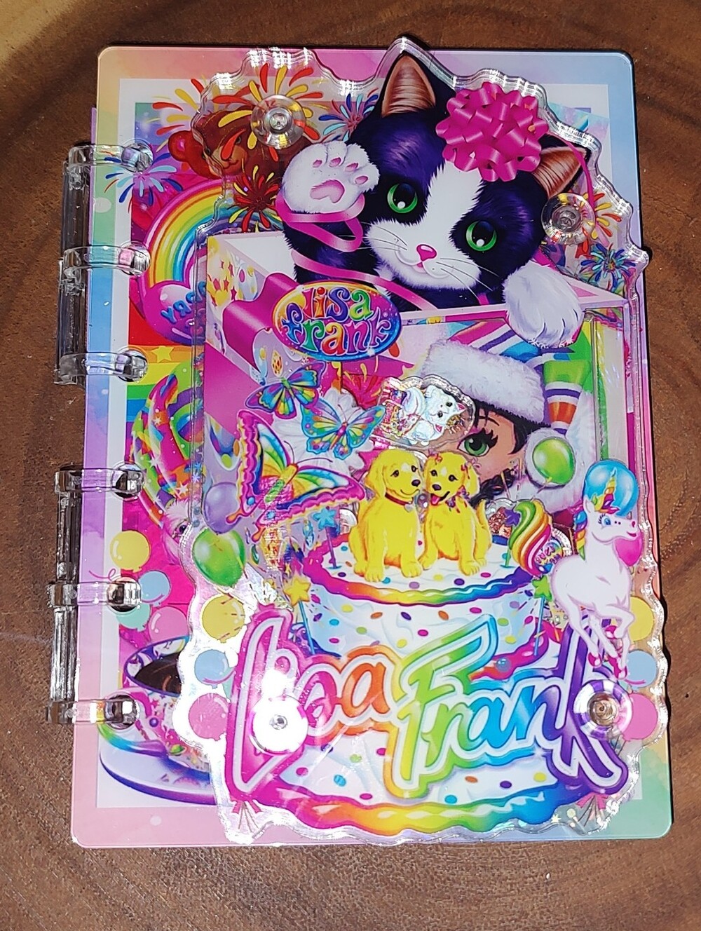 New! A7 Lisa Frank Acrylic Shaker Notebook With Matching Paper